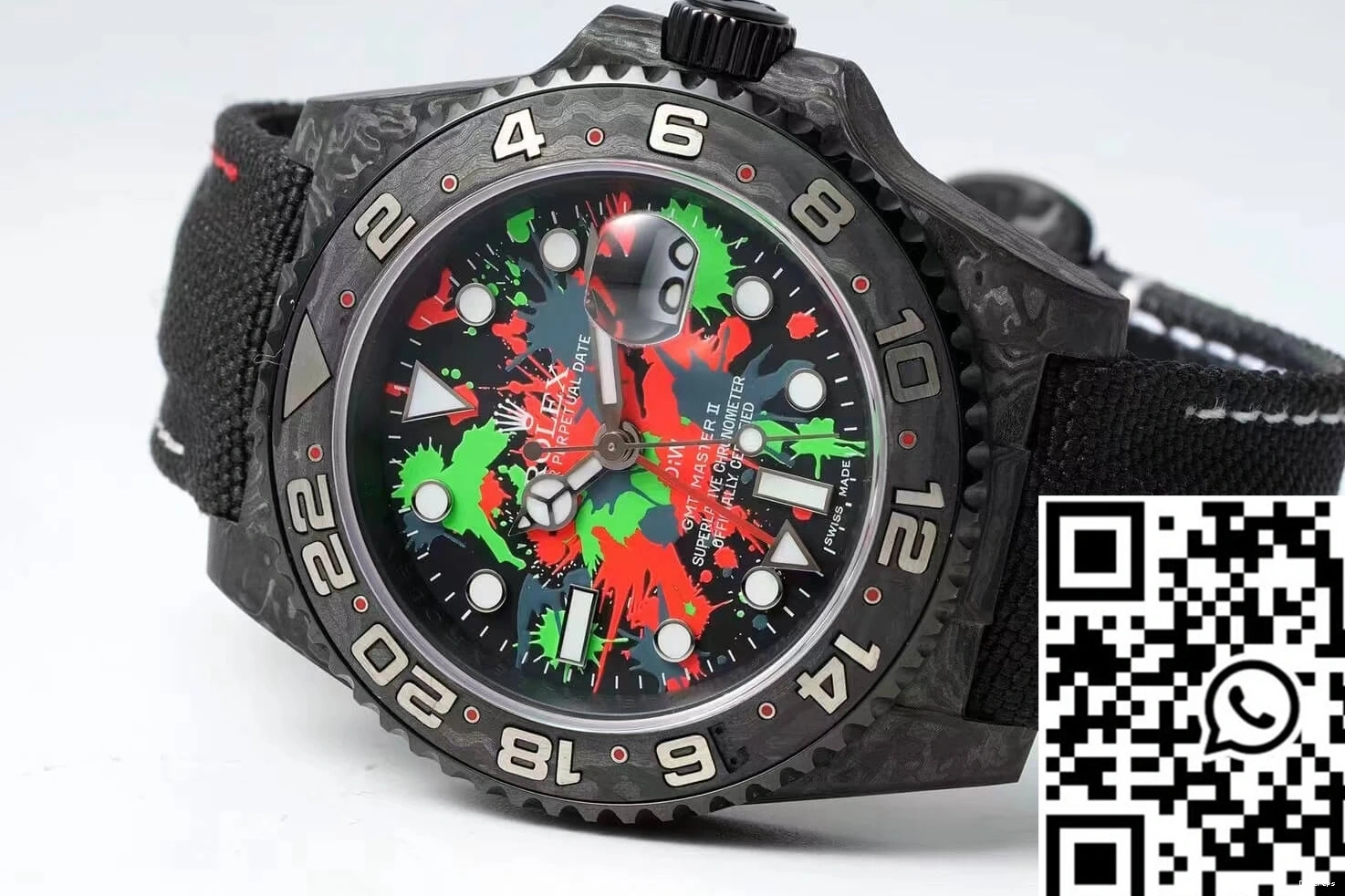 Black Rolex GMT-MASTER Strap Dial Fiber II Color Fabric Diw Carbon 0412